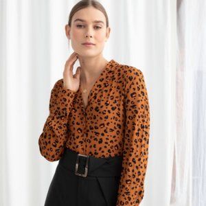 & Other Stories Leopard Button Up Blouse